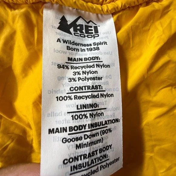 REI Co-op S Womens Hydro Wall 2.0 Down Puffer Jacket Yellow Hooded Outdoor - Picture 5 of 12